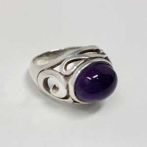 Amethyst Stone Sterling Silver Ring, Sterling Silver Amethyst Ring for Gifting